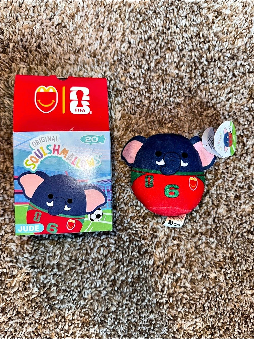 Squishmallows Jude the Elephant FIFA World Cup Happy Meal Plush Blue & Red